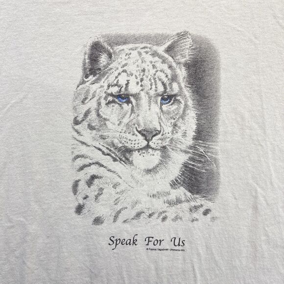 Vintage Tiger Speak For Us Mens Large L Tan T-Shirt Y2K Graphic Nature Tee - Picture 3 of 6
